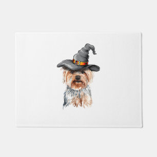 Yorkie Halloween Witch Hat Yorkie Dog Halloween T- Doormat