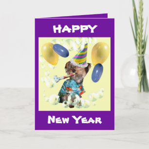 Yorkie Happy New Year Card