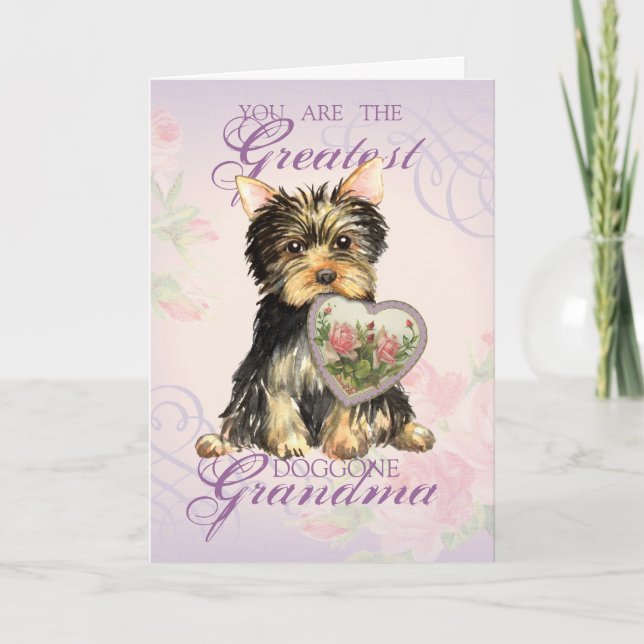 Yorkie Heart Grandma Card (Front)