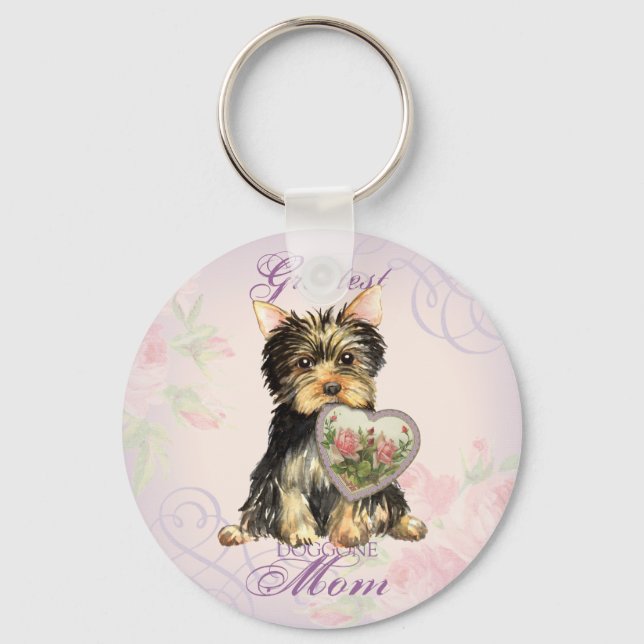 Yorkie Heart Mum Key Ring (Front)