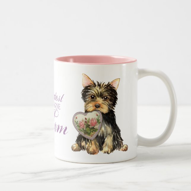 Yorkie Heart Mum Two-Tone Coffee Mug (Right)