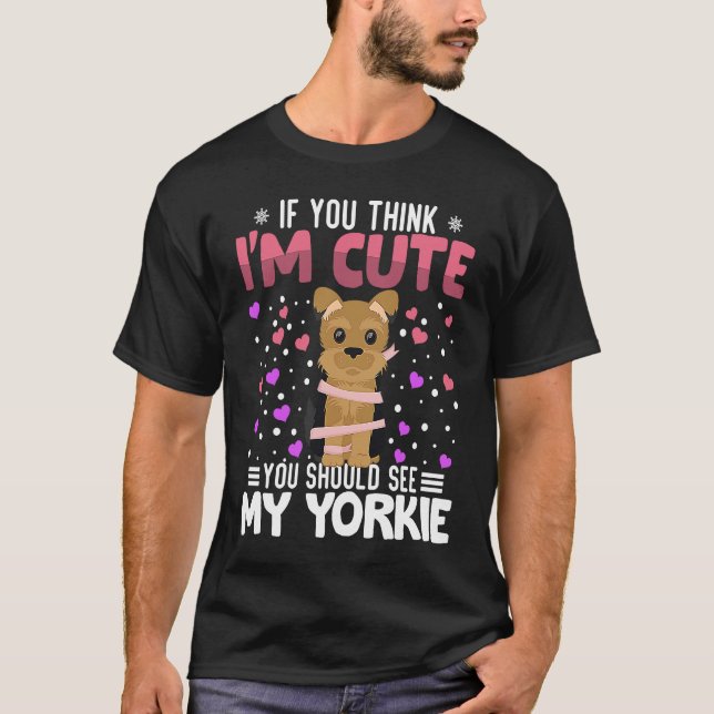 Yorkie Heart Valentine's Day Animal For Womens Kid T-Shirt (Front)