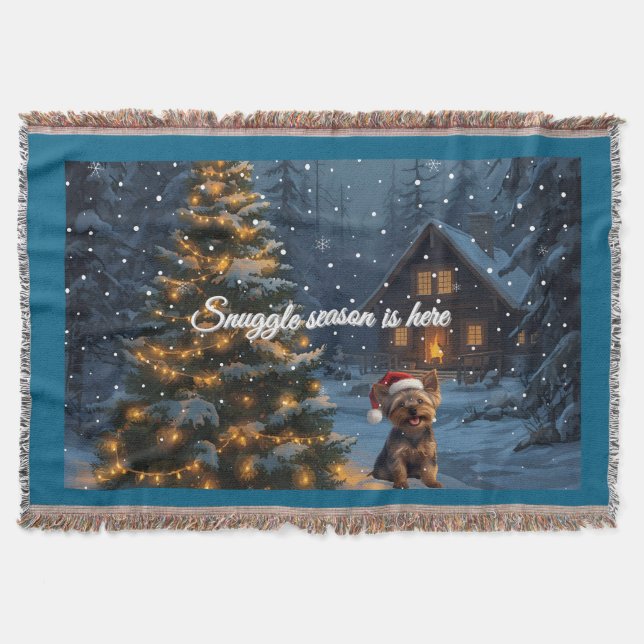 Yorkie Holiday Blanket (Front)