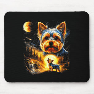 Yorkie howling to the moon vintage 90s funny dog mouse mat
