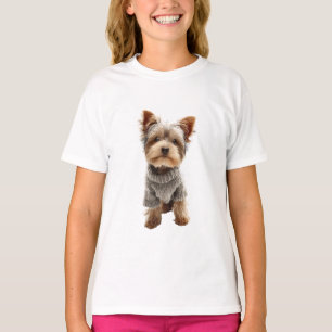 Yorkie in Cosy Grey Sweater Kids