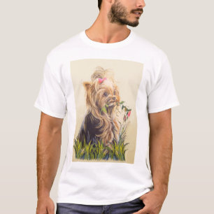 "Yorkie in the Garden" T-Shirt