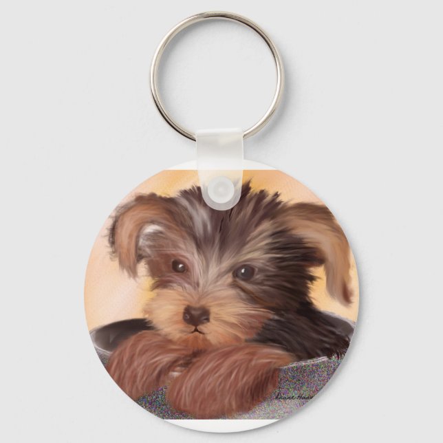 Yorkie in your Cup Key Ring (Front)