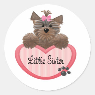Yorkie Little Sister Classic Round Sticker