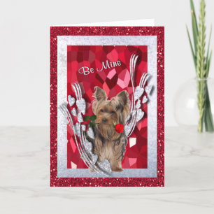 Yorkie Male Puppy Be Mine Valentine Card