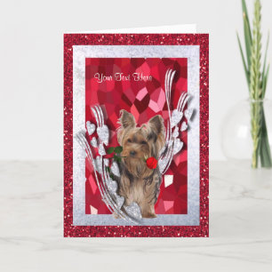 Yorkie Male Puppy Customise It Valentine Card