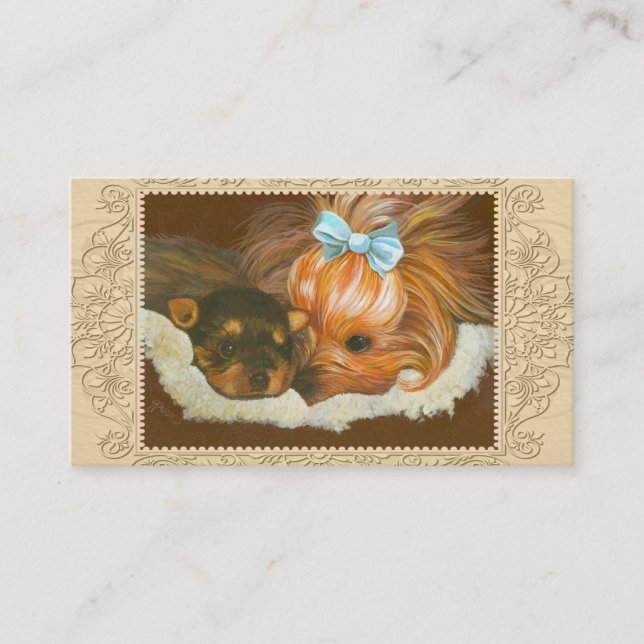 Yorkie Mama & Puppy Business Card (Front)