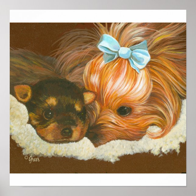 Yorkie Mama with Baby Print (Front)