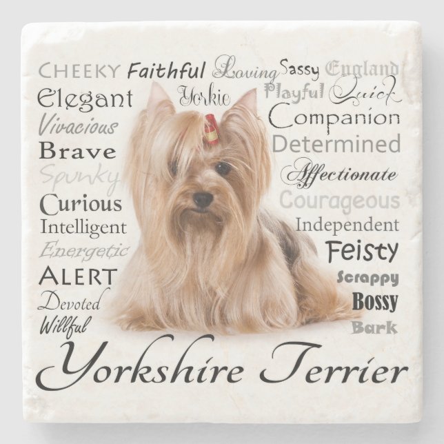 Yorkie Marble Coaster (Front)