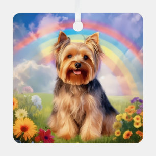 Yorkie Memorial Custom Yorkshire Terrier Dog Name Metal Tree Decoration