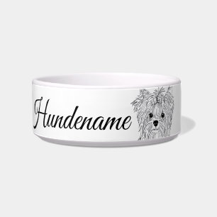Yorkie Minimalist Line Art personalized food bowl