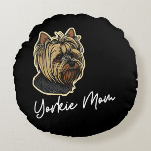 Yorkie Mom Round Cushion