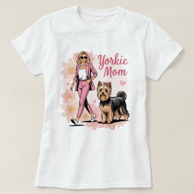 Yorkie mom T-Shirt (Design Front)