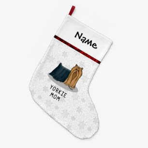 Yorkie Mom (Yorkshire Terrier Mom) Cute Dog Mom Large Christmas Stocking