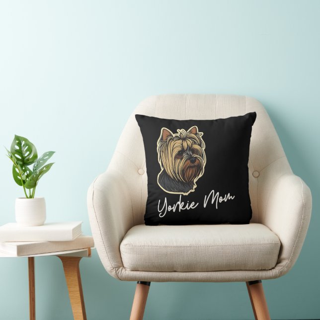 Yorkie Mum 16x16 Cushion (Chair)