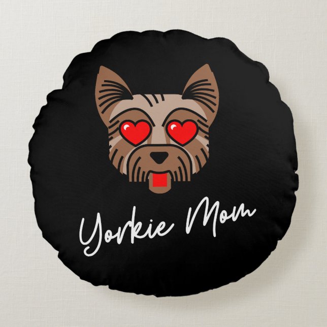 Yorkie Mum 3 Round Cushion (Front)