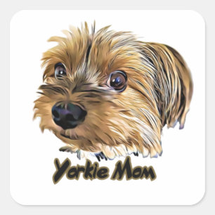 Yorkie Mum Cute Yorkshire Terrier Yorkie face Square Sticker