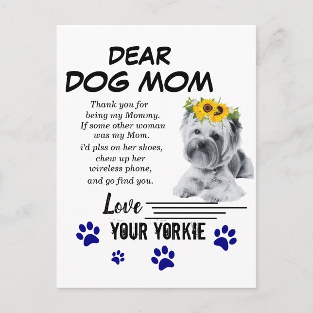 Yorkie Mum Spacial Poem Postcard (Front)