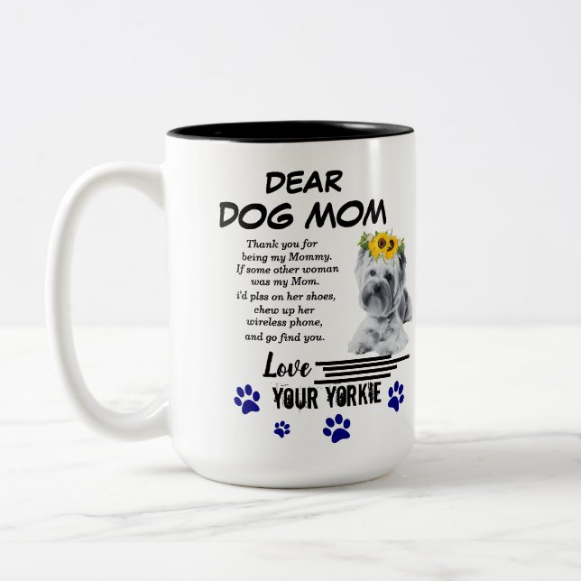 Yorkie Mum Spacial Poem Two-Tone Coffee Mug (Left)