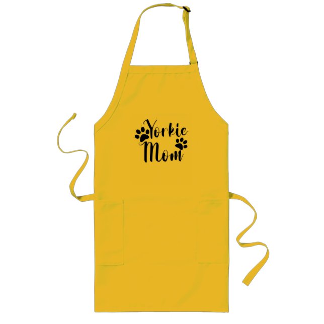 Yorkie Mum Yorkshire Terrier Pawprints  Long Apron (Front)