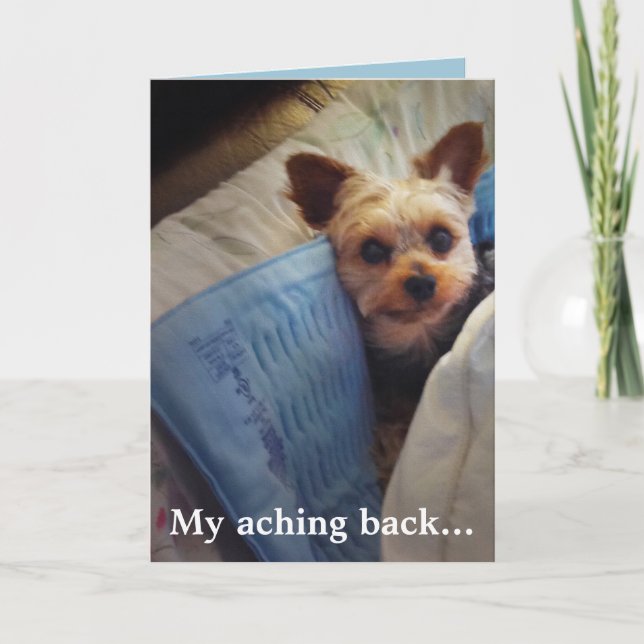 Yorkie on heating pad Customisable Thank You Card (Front)