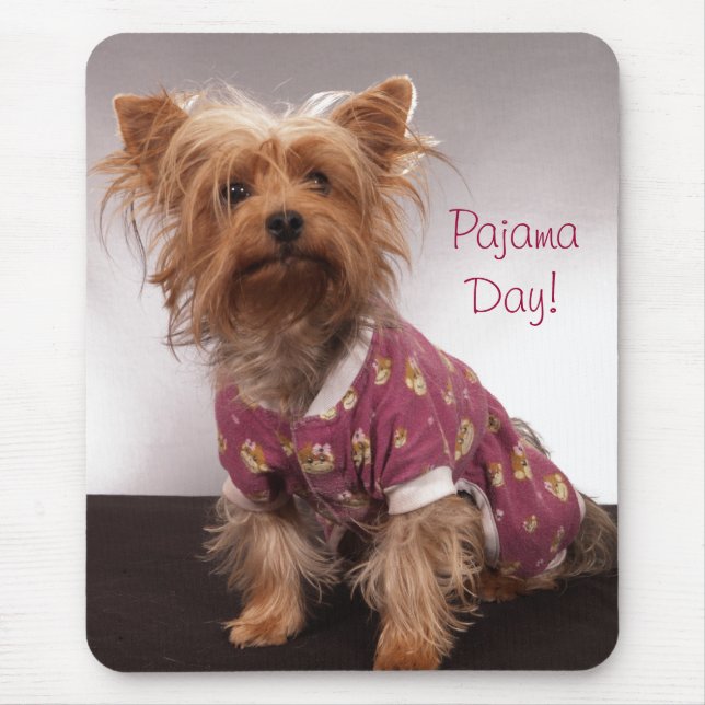 Yorkie Pajama Day Mouse Mat (Front)
