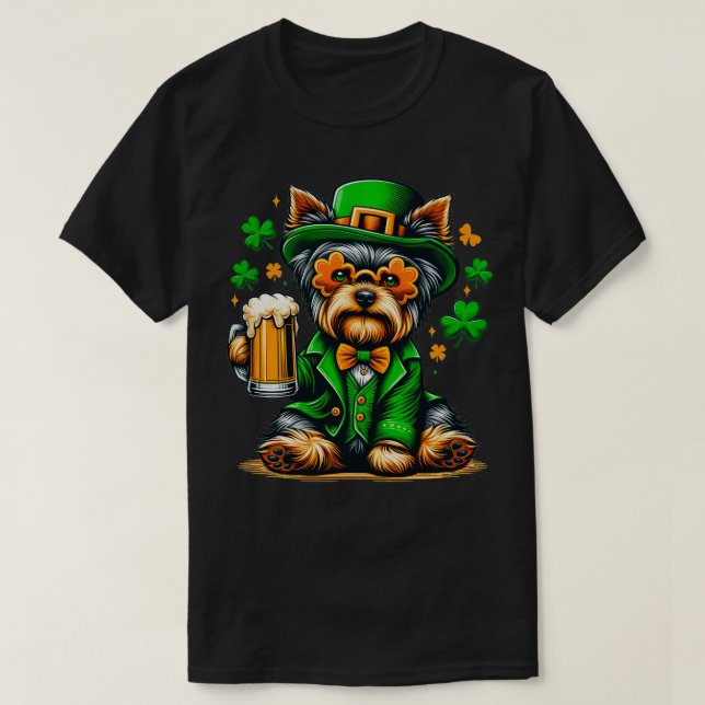 Yorkie Patricks Day Outfit For Lover Dog  T-Shirt (Design Front)
