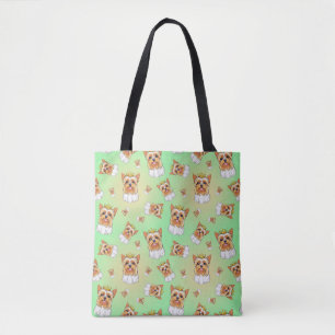 Yorkie pattern tote bag
