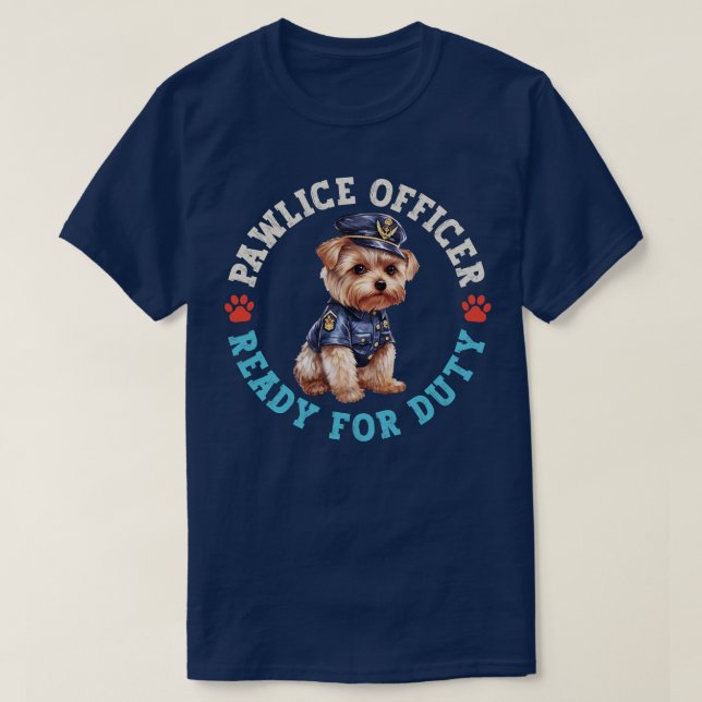 Yorkie Pawlice Officer T-Shirt (Design Front)