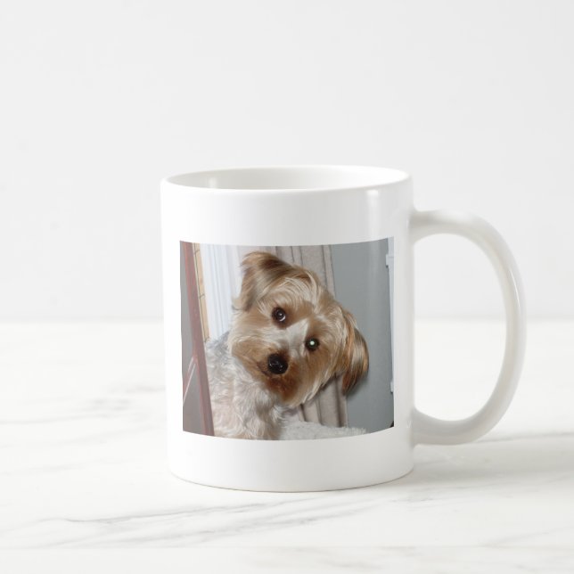 Yorkie Peeking Around the Corner Coffee Mug (Right)