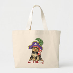 Yorkie Pirate Large Tote Bag