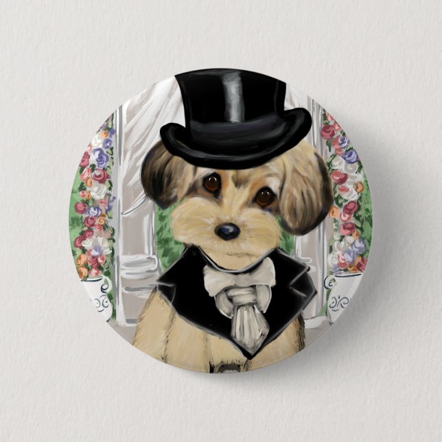 YORKIE POO 6 CM ROUND BADGE (Front)