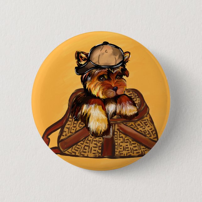 YORKIE POO 6 CM ROUND BADGE (Front)