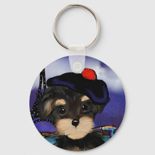 YORKIE POO ARTIST IN PARIS KEY RING