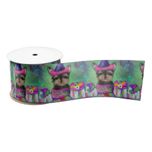 YORKIE POO  BIRTHDAY     SATIN RIBBON