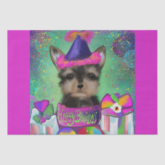 YORKIE POO  BIRTHDAY    TISSUE PAPER (Front)