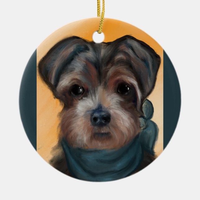 YORKIE POO           CERAMIC TREE DECORATION (Front)