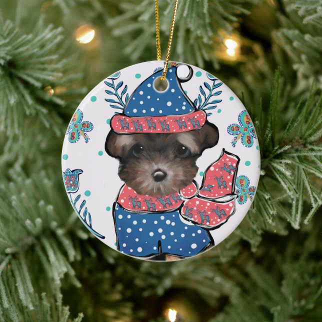 Yorkie Poo  Ceramic Tree Decoration (Tree)