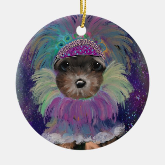 Yorkie  Poo Ceramic Tree Decoration (Front)
