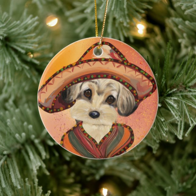 YORKIE POO CERAMIC TREE DECORATION (Tree)