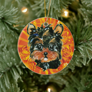 YORKIE POO CERAMIC TREE DECORATION