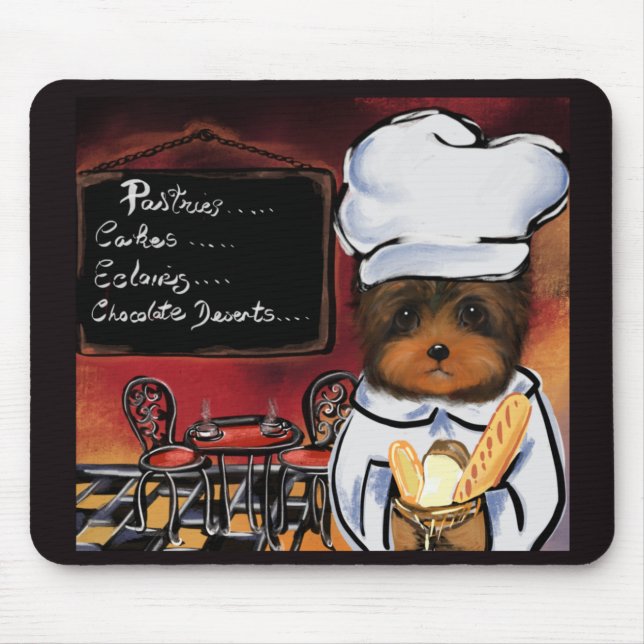 YORKIE POO   CHEF   MOUSE MAT (Front)