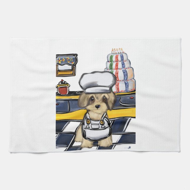 Yorkie Poo Chef Tea Towel (Horizontal)