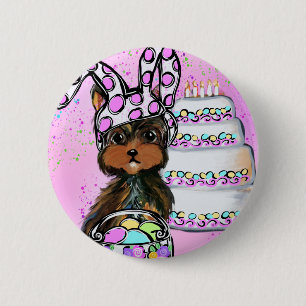 Yorkie Poo Easter 6 Cm Round Badge