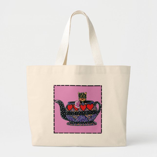 Yorkie Poo Large Tote Bag (Front)
