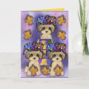Yorkie Poo Mardi Gras Card